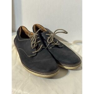 J&M Sheepskin Nubuck Leather Oxford Casual Shoes Mens 11M Navy Lace Up Comfort